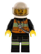 LEGO Fire - Reflective Stripe Vest with Pockets and Shoulder Strap, White Helmet minifigure