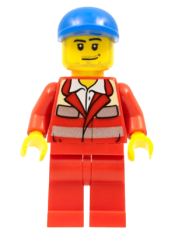 LEGO Paramedic - Red Uniform, Male, Blue Short Bill Cap minifigure