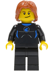 LEGO Coast Guard City - Surfer in Wetsuit, Dark Orange Tousled Hair, Crooked Smile minifigure