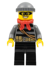 LEGO Police - City Burglar, Dark Bluish Gray Knit Cap, Red Bandana, Mask minifigure