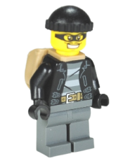 LEGO Police - City Bandit Male, Black Knit Cap, Backpack, Mask minifigure