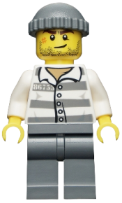 LEGO Police - Jail Prisoner 86753 Prison Stripes, Dark Bluish Gray Knit Cap minifigure