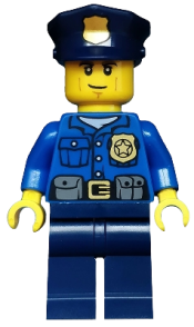 LEGO Police - City Officer, Gold Badge, Police Hat, Cheek Lines minifigure