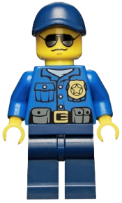 LEGO Police - City Officer, Gold Badge, Dark Blue Cap with Hole, Sunglasses minifigure