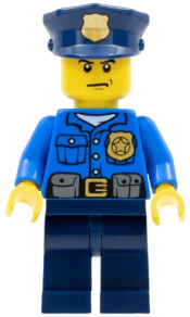 LEGO Police - City Officer, Gold Badge, Police Hat, Scowl minifigure