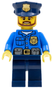 LEGO Police - City Officer, Gold Badge, Police Hat, Beard minifigure