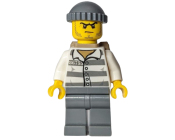 LEGO Police - Jail Prisoner 86753 Prison Stripes, Dark Bluish Gray Knit Cap, Backpack, Scowl minifigure