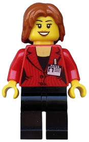 LEGO Press Woman / Reporter - Black Legs, Dark Orange Mid-Length Tousled Hair minifigure