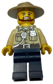 LEGO Swamp Police - Officer, Shirt, Dark Tan Hat, Brown Beard minifigure