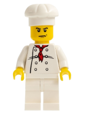 LEGO Chef - White Torso with 8 Buttons, White Legs, Angry Eyebrows minifigure