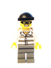 LEGO Police - Jail Prisoner 86753 Prison Stripes, Black Knit Cap, Backpack, Mask minifigure