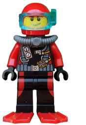 LEGO Scuba Diver, Male, Red Flippers minifigure