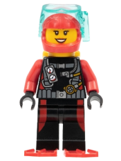 LEGO Scuba Diver, Female, Flippers, Yellow Air Tanks minifigure