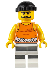 LEGO Police - Jail Prisoner 92116 Undershirt, Striped Legs, Black Knit Cap minifigure