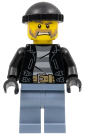 LEGO Police - City Bandit Male with Brown and Gray Beard, Black Knit Cap minifigure