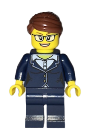 LEGO Businesswoman - Dark Blue Pants Suit, Glasses minifigure