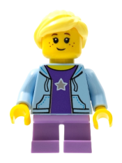 LEGO Girl, Bright Light Blue Hoodie, Medium Lavender Short Legs minifigure