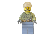 LEGO Volcano Explorer - Male, Shirt with Belt and Radio, Dark Tan Cap with Hole, Black Angular Beard minifigure