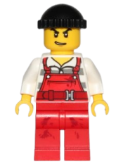 LEGO Police - City Bandit Male with Red Overalls, Black Knit Cap, Lopsided Open Smile minifigure