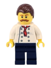 LEGO Pizza Van Chef, Black Legs, Reddish Brown Moustache minifigure