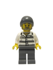 LEGO Police - Jail Prisoner 86753 Prison Stripes, Dark Bluish Gray Beanie minifigure