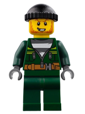 LEGO Police - City Bandit Male with Dark Green Zip Jacket, Dark Green Legs, Black Knit Cap minifigure