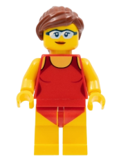 LEGO Beachgoer - Red Female Swimsuit and Light Blue Glasses minifigure