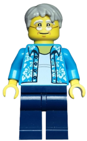 LEGO Beachgoer - Gray Male Hair, Glasses and Hawaiian Shirt minifigure