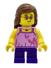 LEGO Beachgoer - Girl, Glasses, Pink Top, Purple Legs minifigure