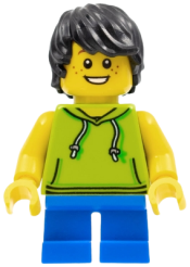 LEGO Beachgoer - Boy, Lime Hoodie and Blue Legs minifigure