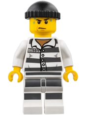 LEGO Police - Jail Prisoner 86753 Prison Stripes, Black Knit Cap, White Striped Legs, Sweat Drops minifigure
