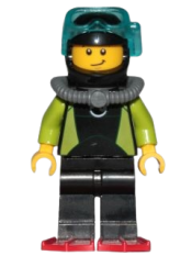 LEGO Coast Guard City - Diver, Black Wetsuit with White Logo minifigure