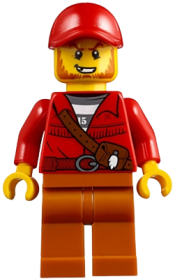 LEGO Mountain Police - Crook Male with Red Fringed Shirt with Strap and Pouch, Red Cap minifigure