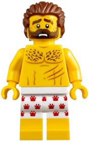 LEGO Mountain Police - Crook Male Bare Chest, White Underwear with Red Pawprints Pattern minifigure