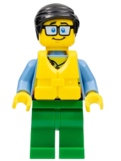 LEGO Coast Guard City - Tourist, Blue Tinted Glasses, Life Jacket, Green Legs minifigure