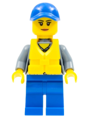 LEGO Coast Guard City - Female Crew Member, Blue Cap with Life Jacket minifigure