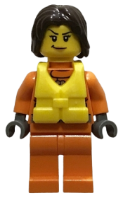LEGO Coast Guard City - Female Rescuer, Dark Brown Hair with Life Jacket minifigure