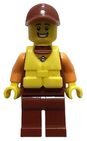 LEGO Coast Guard City - Rescuer, Dark Red Cap with Big Smile and Life Jacket minifigure