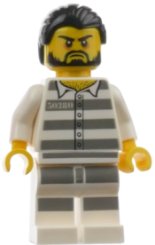 LEGO Mountain Police - Jail Prisoner 50380 Prison Stripes, Black Hair, Beard minifigure