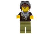 LEGO Mountain Police - Crook Male with Lined Jacket over Prisoner Shirt, Aviator Cap with Goggles minifigure