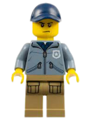 LEGO Mountain Police - Officer Male, Dark Blue Cap, Sand Blue Jacket minifigure