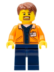 LEGO Miner - Equipment Operator with Beard, Reddish Brown Hair minifigure