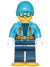 LEGO Arctic Explorer Female - Ski Beanie Hat, Light Blue Ski Goggles, Snowshoes minifigure