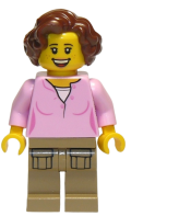 LEGO Hiker, Female Parent, Pink Shirt, Dark Tan Legs minifigure
