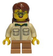 LEGO Camper, Male Child, Tan Shirt, Medium Nougat Short Legs, Glasses, Backpack minifigure