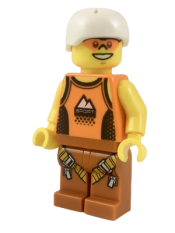 LEGO Rock Climber, Orange Tank Top, Dark Orange Legs with Clips, White Sports Helmet minifigure