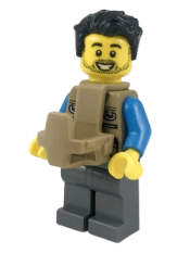 LEGO Camper, Male Parent, Beard, Black Hair Swept Left Tousled, Baby Carrier minifigure