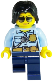 LEGO Police Officer, Female, Dark Blue Legs, Sunglasses minifigure