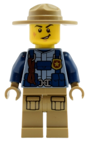 LEGO Mountain Police - Officer Male, Jacket with Harness, Dark Tan Hat minifigure