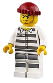 LEGO Sky Police - Jail Prisoner 50380 Prison Stripes, Stubble, Dark Red Knit Cap minifigure